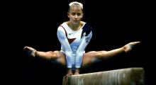 Gymnast Shannon Miller on the balance beam.