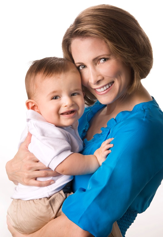 Shannon in blue top, holding Rocco.