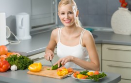 Woman preparing a healthy meal.