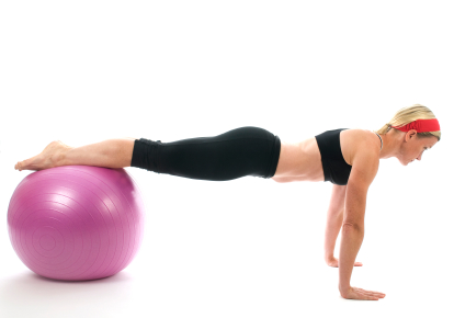  Young Lady Doing Push-ups with Ball