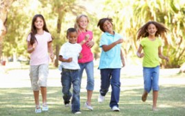 Group of kids, running for exercise
