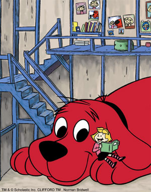 Clifford the Big Red Dog and Emily Elizabeth reading